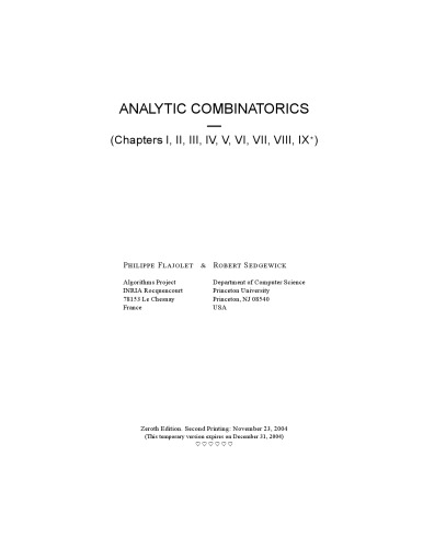 Analytic Combinatorics