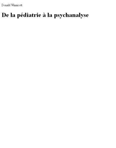 De la pédiatrie à la psychanalyse