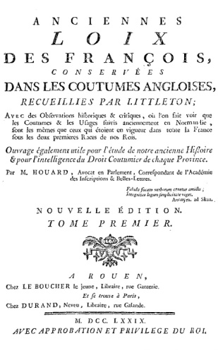 Anciennes loix des François Vol. I