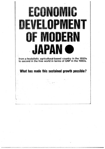 Economic Development of Modern Japan