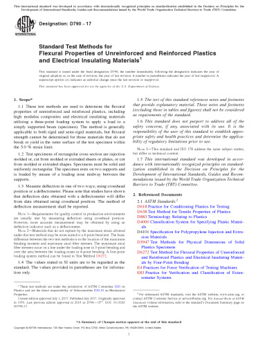 ASTM D790-17 Flexural Properties of Unreinforced and Reinforced Plastics and Electrical Insulating Materials