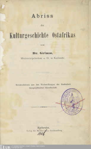Abriss der Kulturgeschichte Ostafrikas